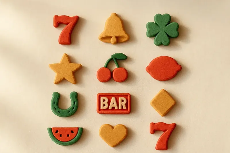 Twelve mini slot symbols arranged in a clean 4x3 grid